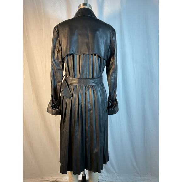 Ungaro 'Charlotte' Black Vegan Leather Trench Coat Size S - Picture 4 of 6
